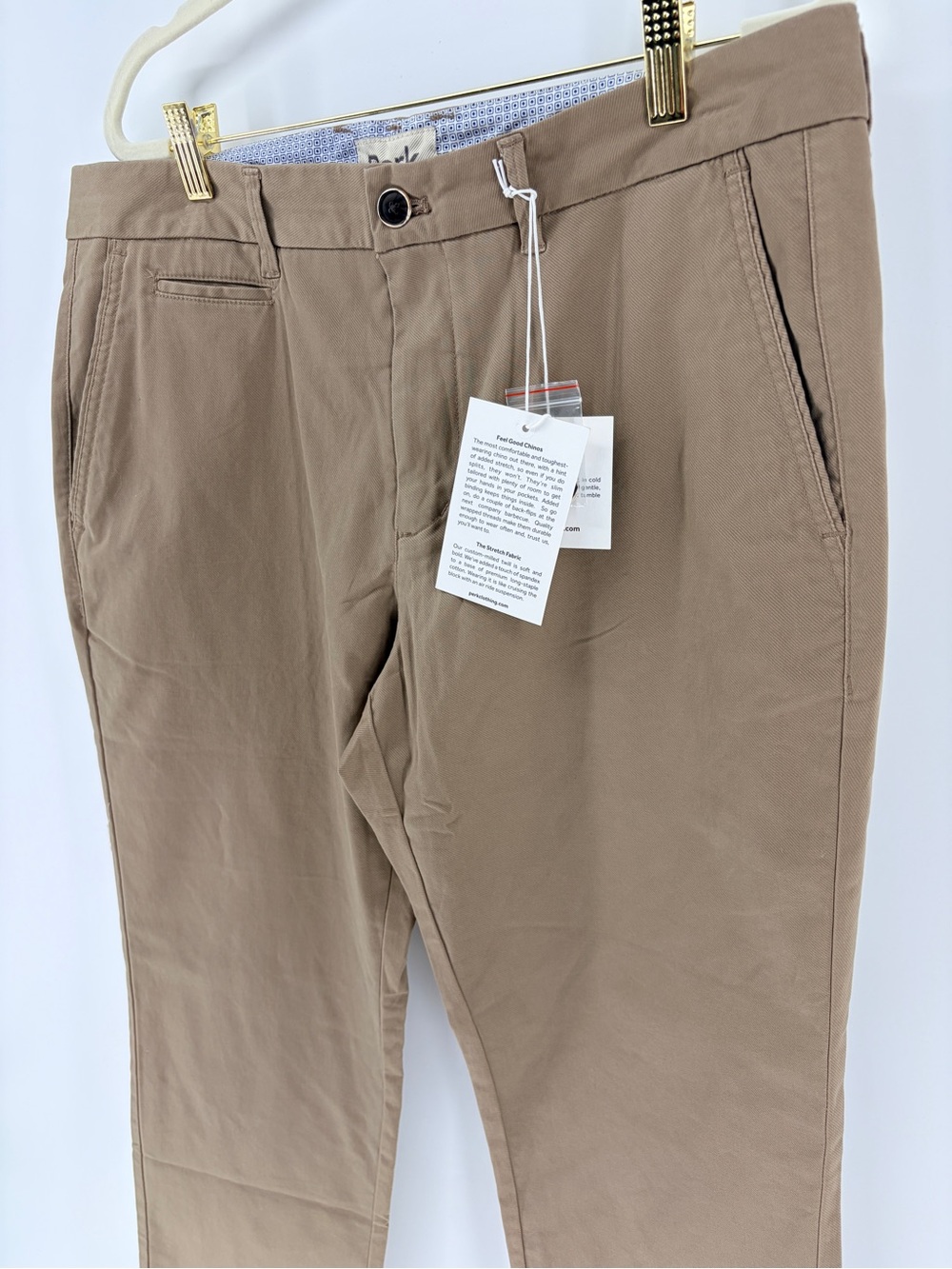 Men’s Perk Feel Good Chinos Dark Khaki Slim Fit Stretch 35x32 - Picture 5 of 12